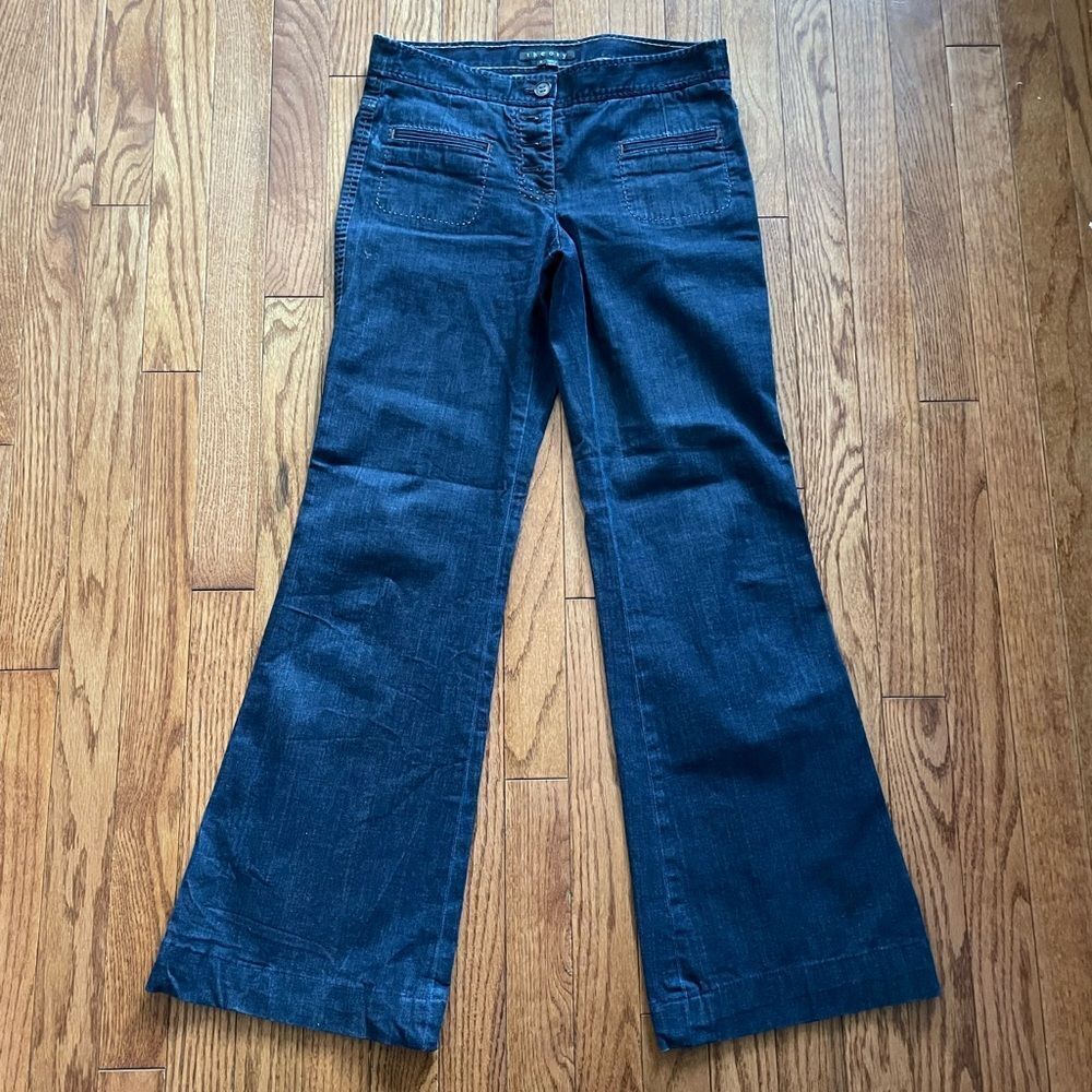 Theory Daled Arkansas Dark Wash Flare Leg Jeans Sz 0 - Picture 1 of 10